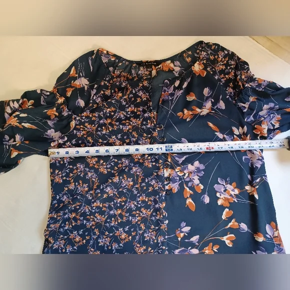 Zac & Rachel Navy Blue With Purple And Orange Flowers - Picture 7 of 12